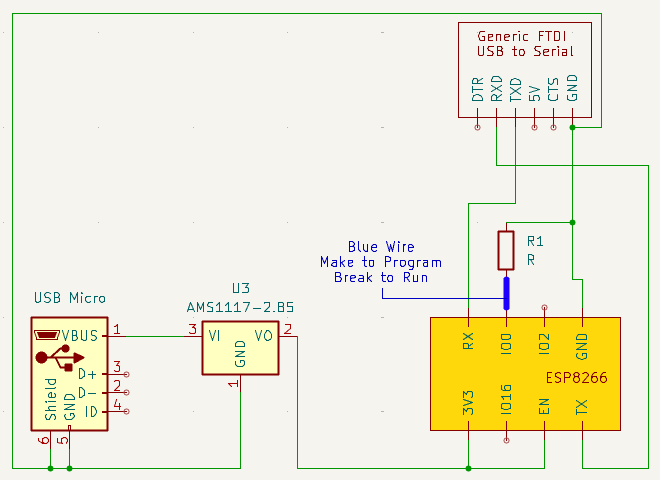 ESP8266 Programming Breadboard Schematic
